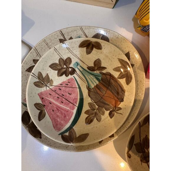 Vintage Red Wing Pottery Tampico Hand Painted Gravy Boat Underplate set - Picture 7 of 8